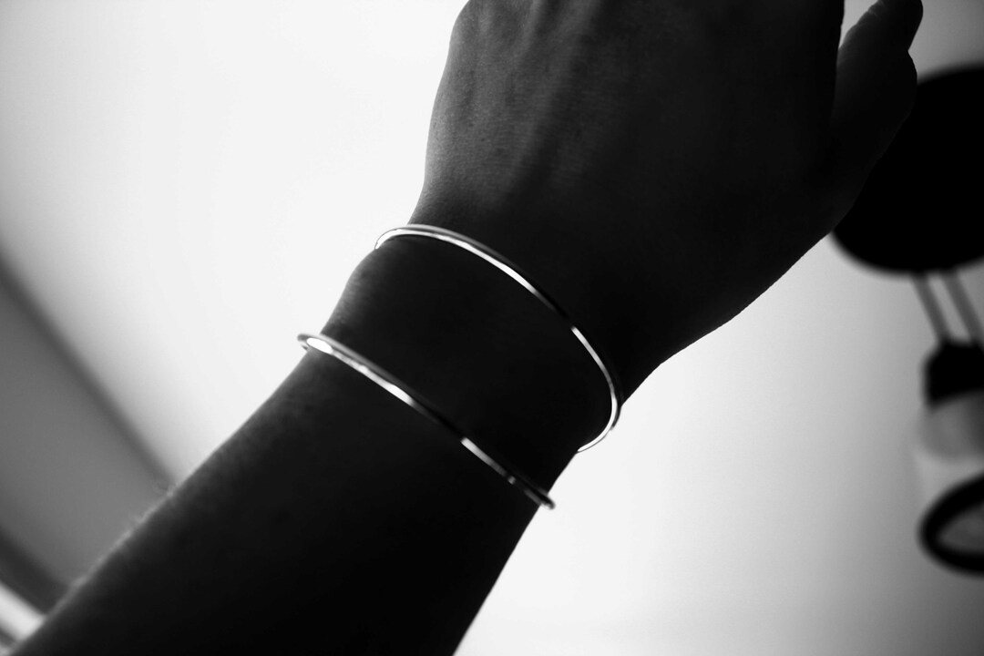 Simple Cuff Simple Double Cuff Bracelet, Open Cuff Bracelet, Cuff Bracelet, Silver ...