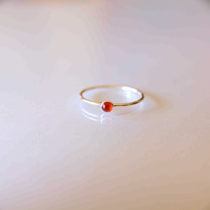 Carnelian Ring, Gemstone Ring, Tiny Carnelian Ring, Red, Modern, Simple, Everyday, Gift, Gemstone Jewelry, Natural Stone, Stacking Ring image 3