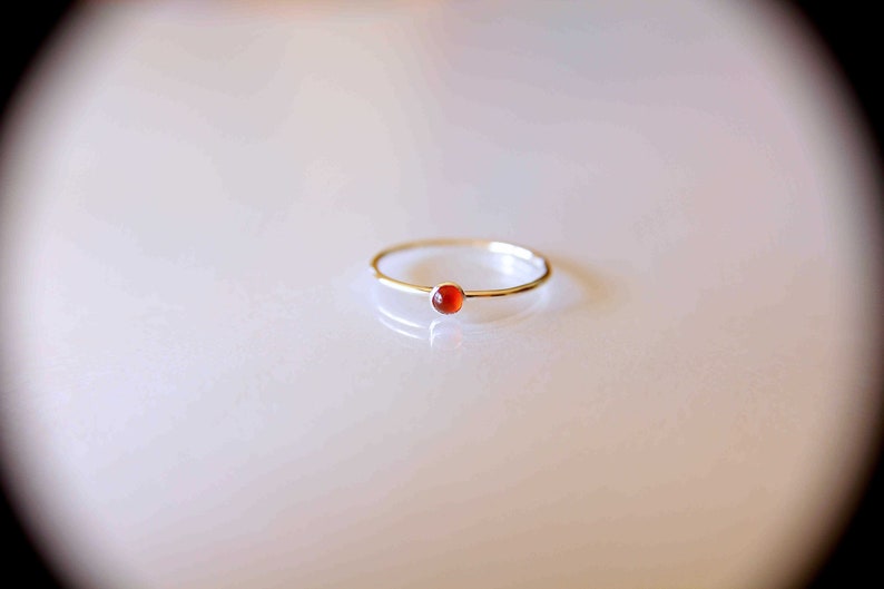 Carnelian Ring, Gemstone Ring, Tiny Carnelian Ring, Red, Modern, Simple, Everyday, Gift, Gemstone Jewelry, Natural Stone, Stacking Ring image 3