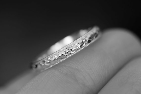 Sterling Silver Flower Ring, Sterling Silver Floral Ring, Sterling Silver Floral Band, Silver Floral Ring, Simple Floral Ring,Floral Jewelry