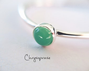 Chrysoprase Stacking Ring, Chrysoprase Ring, Natural Gem Ring, May Birthstone, Chrysoprase, Gemstone Stacking Ring, Green, Chrysoprase, Gift