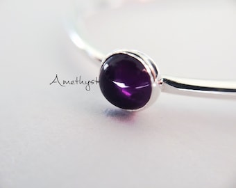 SALE-Amethyst Stacking Ring, Amethyst Ring, Natural Gem Ring, February Birthstone, Amethyst, Gemstone Stacking Ring, Purple, Amethyst, Gift