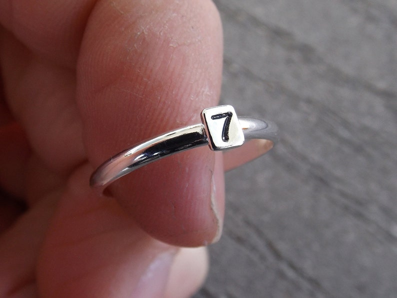 Bar Stacking Rings, Personalized Rings, Minimalist Rings, Initial Rings, Number Rings, Custom Ring, Rings, Family Rings, Letter image 2