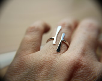 Double Bar Ring, Long Parallel Bar Ring, Parallel Ring, Long Bar Ring, Sterling Silver Bar Ring, Open Ring, Modern, Minimalist Ring, Simple