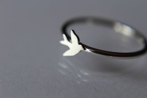 Sterling Silver Bird Ring, Stacking Bird Ring, Stackable, Stacking Ring, Silver Bird Band, Flying Bird Ring, Tiny Bird Ring, Silver Bird