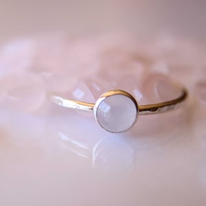 Rose Quartz Ring, Textured Quartz Ring, Gemstone Stacking Ring, Sterling Silver Quartz Ring, Quartz Stacking Ring, Rose Quartz Jewelry, Boho image 4