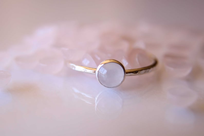 Rose Quartz Ring, Textured Quartz Ring, Gemstone Stacking Ring, Sterling Silver Quartz Ring, Quartz Stacking Ring, Rose Quartz Jewelry, Boho image 4