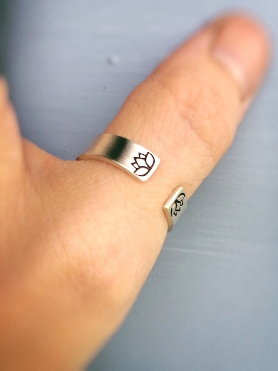 Lotus ring,Lotus flower ring,Yoga ring,Zen ring,Yoga jewelry,Personalized Ring,Gift,Sterling Ring,Open Design,Anniversary Ring,Double Lotus