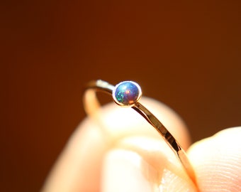 Textured Opal Stacking Ring, Slim Ring, Stacking Gemstone Ring, Opal Rings, Textured Rings, Wisper Gemstone Rings, Gift, Black Opal, Gift