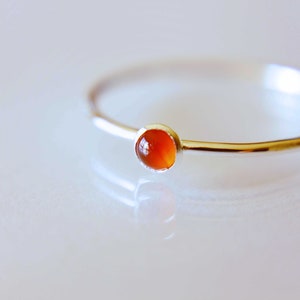 Carnelian Ring, Gemstone Ring, Tiny Carnelian Ring, Red, Modern, Simple, Everyday, Gift, Gemstone Jewelry, Natural Stone, Stacking Ring image 2