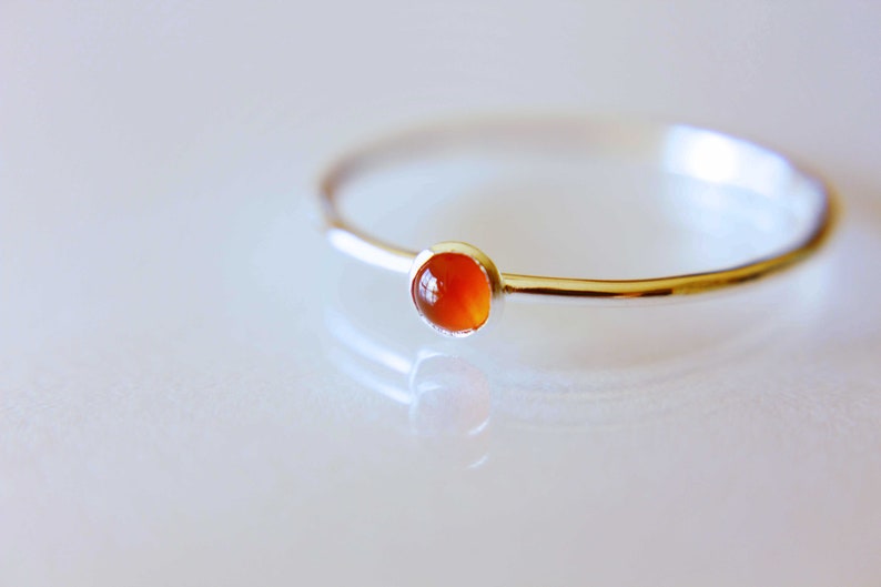 Carnelian Ring, Gemstone Ring, Tiny Carnelian Ring, Red, Modern, Simple, Everyday, Gift, Gemstone Jewelry, Natural Stone, Stacking Ring image 2