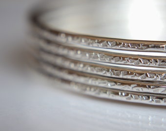 Textured Sterling Bangle, Bangle Bracelet, Stacking Bracelets, Hammered, Textured, Stacking Bangles, Rustic, Vintage Inspired, Modern, Chic