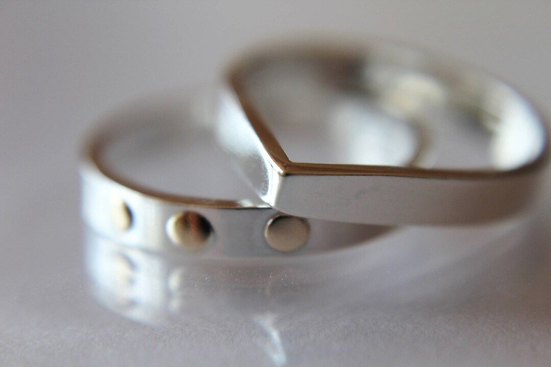 Simple Built Up Rings Teardrop Ring, Stacking Rings, Modern Rings, Silver Geometric Rings ...