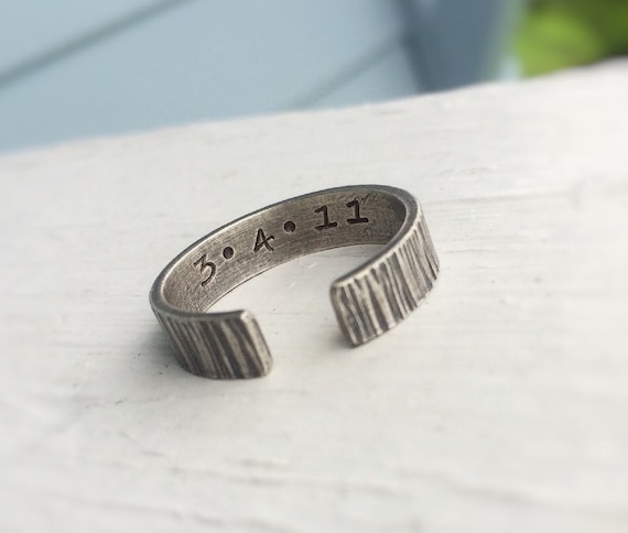 Open Textured Ring,Anniversary Ring,Secret Message Ring,Modern Ring,Open Ring,Modern Minimalist Ring,Men's Ring,Personalized Rings,For Him