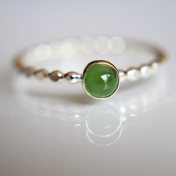 Beaded Jade Ring, Gemstone Ring, Green Jade Ring, Green, Modern, Simple, Everyday, Gift, Gemstone Jewelry, Natural Stone, Simple Ring, Gift