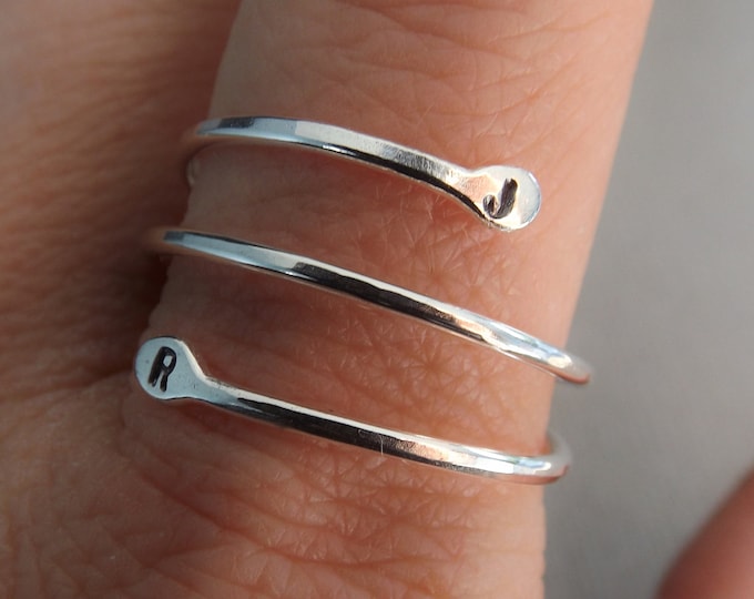 Coil Design Initial Ring, Personalized Ring, Organic Ring, Initial Ring ...