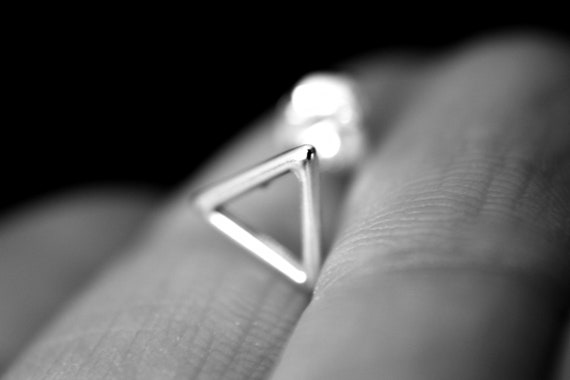 Open Triangle Studs, Simple Triangle Earrings, Small Triangle Studs, Silver Triangle Jewelry, Minimalist Earrings, Tiny Triangle Posts, Gift