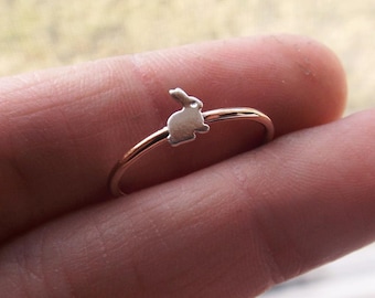 Bunny Ring, Little Bunny, Bunny Rabbit Ring, Rabbit Rings, Gift, White Rabbit Ring, Silver Bunny, Stacking Ring, Simple Ring, Minimalist