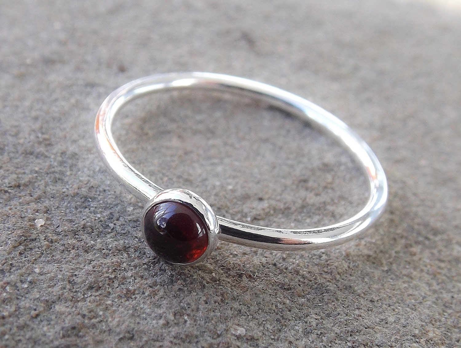 Garnet Stacking Ring Garnet Ring Natural Gemstone Ring | Etsy