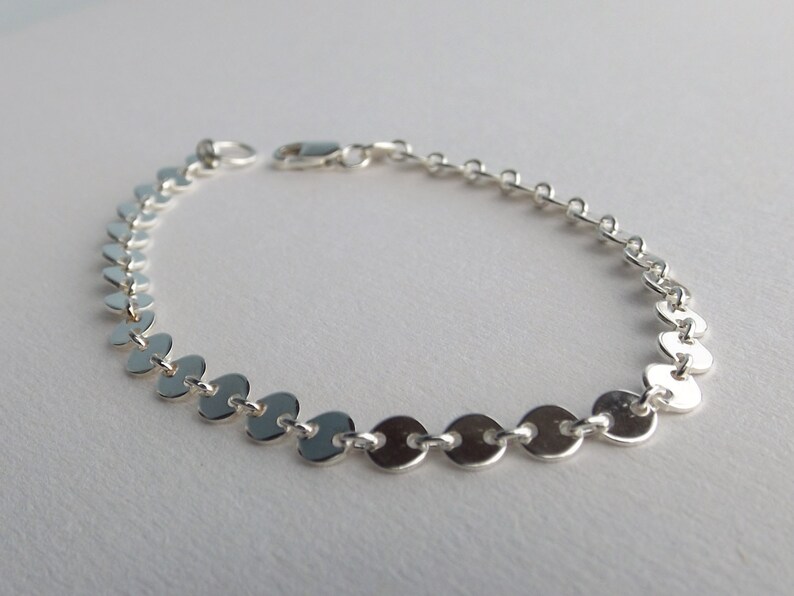 Sterling Silver Sequin Bracelet,Dainty Sterling Silver Chain Bracelet,Solid Sterling Silver Bracelet,Simple Silver Bracelet,Layer Bracelet