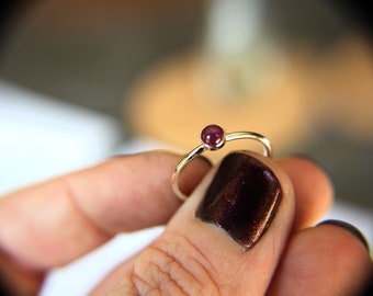 Ruby Ring, Sterling Silver Ruby Ring, Ruby Stacking Ring, Simple Ruby Ring, Natural Ruby Ring, July Birthstone, Genuine Ruby, Ruby, Gift