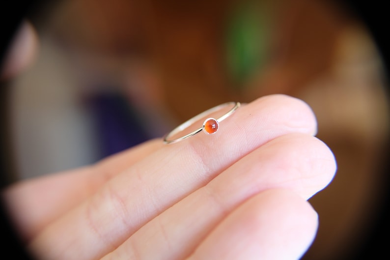 Carnelian Ring, Gemstone Ring, Tiny Carnelian Ring, Red, Modern, Simple, Everyday, Gift, Gemstone Jewelry, Natural Stone, Stacking Ring image 6