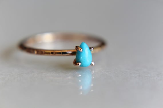 Turquoise Stacking Ring, Turquoise Ring, Natural Gemstone Ring, Turquoise, Turquoise Jewelry, Gemstone Stacking Ring, Pear, Teardrop, Gift
