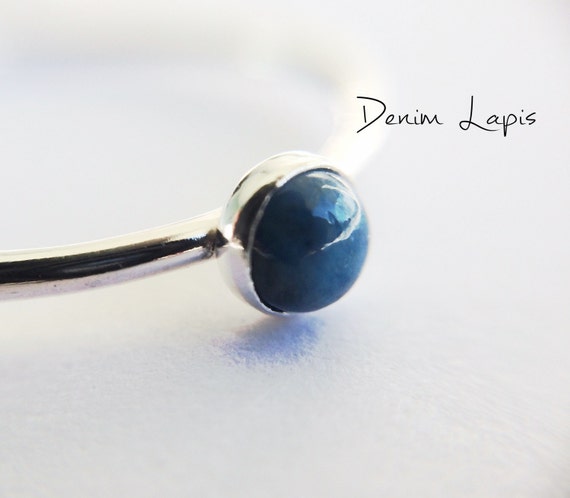Lapis Stacking Ring, Lapis Ring, Natural Gemstone Ring, Lapis Lazuli, Denim, Gemstone Stacking Ring, Blue, Lapis Lazuli Stone, Gift