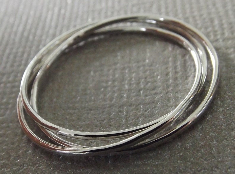 Slim Interlocking Rings, 3 Thin Sterling Bands, Tri Band Rings, Rolling rings, Stacking Rings, Minimalist Rings, Unique Rings, Rings, Simple image 2