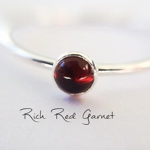 Garnet Stacking Ring, Garnet Ring, Natural Gemstone Ring, January Birthstone, Garnet, Gemstone Stacking Ring, Red, Garnet Stone, Gift image 1