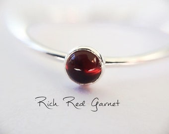 Garnet Stacking Ring, Garnet Ring, Natural Gemstone Ring, January Birthstone, Garnet, Gemstone Stacking Ring, Red, Garnet Stone, Gift