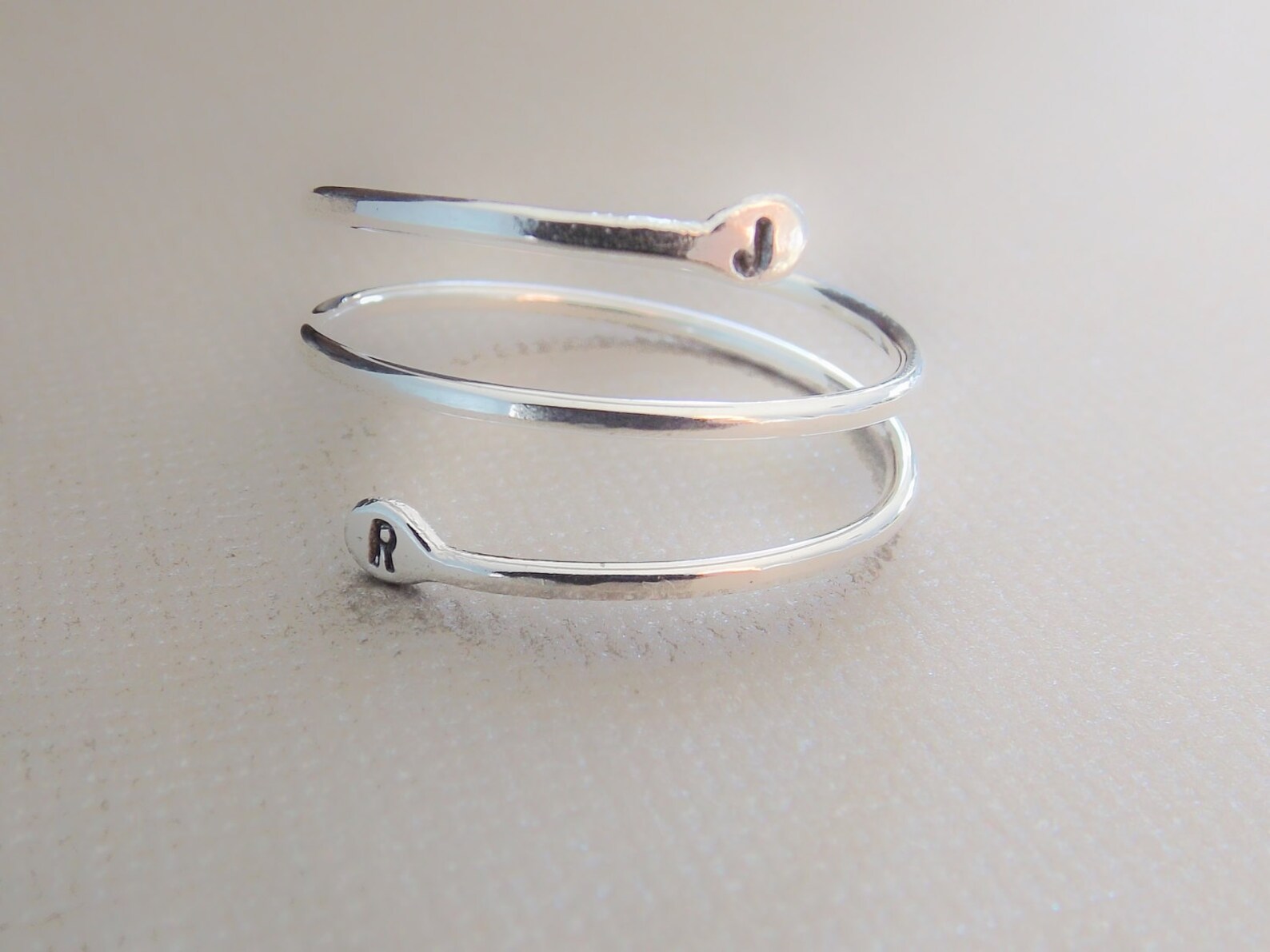 Coil Design Initial Ring, Personalized Ring, Organic Ring, Initial Ring ...