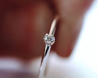 Diamond Ring, Genuine Diamond Ring, White Diamond, Slim Ring, Minimalist Ring, Gift, Gemstone Ring, Tiny Diamond Ring, Diamond Ring, Gift