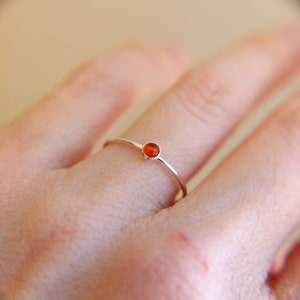 Carnelian Ring, Gemstone Ring, Tiny Carnelian Ring, Red, Modern, Simple, Everyday, Gift, Gemstone Jewelry, Natural Stone, Stacking Ring image 4