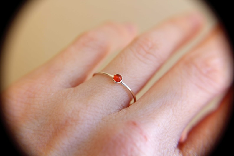 Carnelian Ring, Gemstone Ring, Tiny Carnelian Ring, Red, Modern, Simple, Everyday, Gift, Gemstone Jewelry, Natural Stone, Stacking Ring image 4