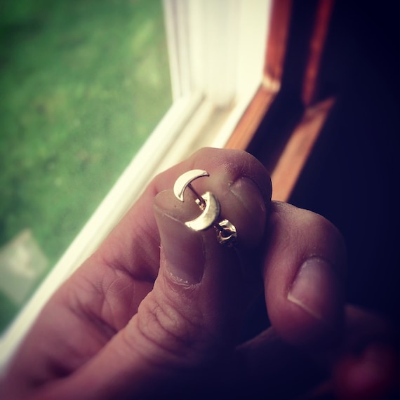 Gold Moon Earrings, Gold Crescent Earrings, Tiny Moon Studs, Gold Crescent Studs, Second Hole Earring, Boho Chic, Moon Child, Golden Moon