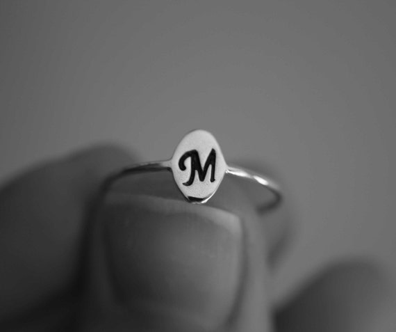 Oval Initial Stacking Ring, Personalized Oval Ring, Minimalist Ring, Initial Ring, Slim Stacking Ring, Letter Ring, Ring, Mothers Ring, Gift