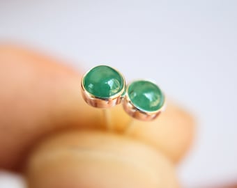 Emerald Earrings, Gemstone Earrings, Sterling Earrings, Post Earrings, Green Post Earrings, Small Earrings, Minimalist Earrings, Gift