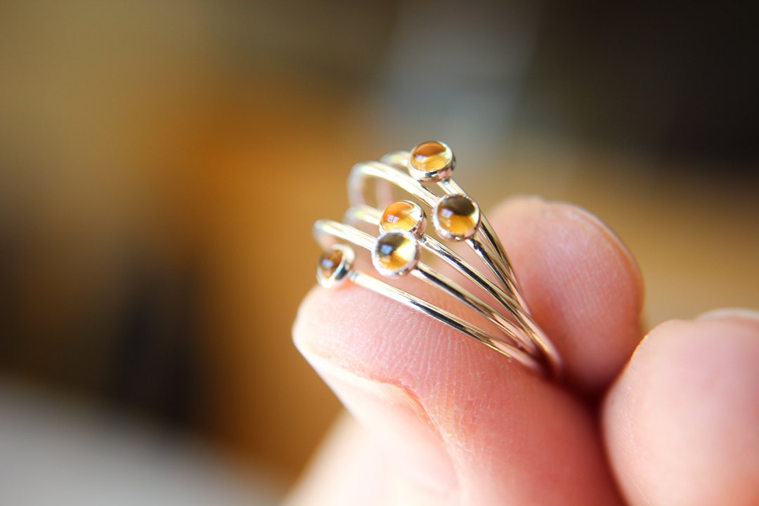 Citrine Stacking Ring, Citrine Ring, Natural Gemstone Ring, November ...