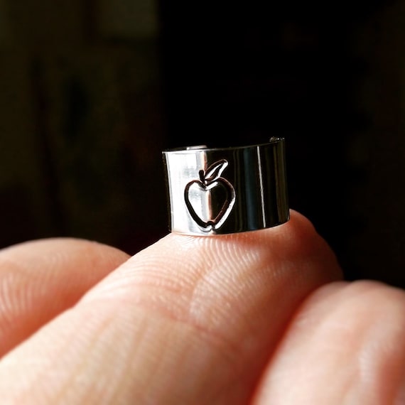 Apple Ear Cuff, Stamped Ear Cuff, Everyday Ear Cuff, Ear Cuff, Apple, Apple Jewelry, Hammered Ear Cuff, Apple Ear Cuff, Teacher Gift