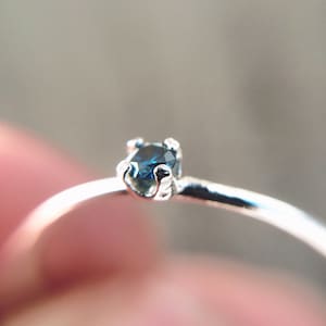 Blue Diamond Ring, Genuine Diamond Ring, Blue Diamond, Slim Ring, Minimalist Ring, Gift, Gemstone Ring, Tiny Diamond Ring, Diamond Ring image 2