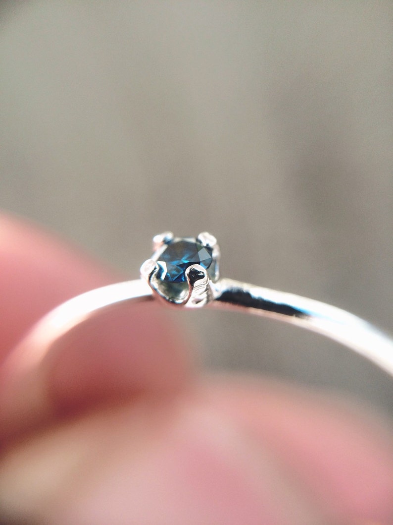 Blue Diamond Ring, Genuine Diamond Ring, Blue Diamond, Slim Ring, Minimalist Ring, Gift, Gemstone Ring, Tiny Diamond Ring, Diamond Ring image 2