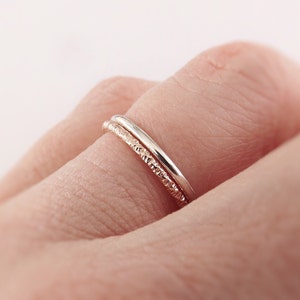 Simple Stacking Set, Mixed Metals Ring Set, Textured Rings, Faceted Ring, Boho Ring Set, Stacking Rings, Boho Chic, Goldfilled and Sterling