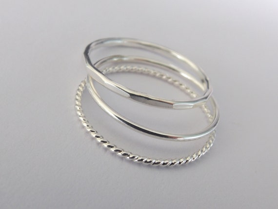 Silver Stacking Ring Set,Textured Ring Set,Textured Rings,Faceted Ring,Boho Ring Set,Stacking Rings,Boho Chic,Beaded Rings,Multi Texture