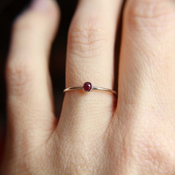 Ruby Ring, Sterling Silver Ruby Ring, Dainty Ruby Ring,Tiny Ruby Ring, Thin Ruby Ring, July Birthstone, Genuine Ruby, Ruby Gemstone, Gift