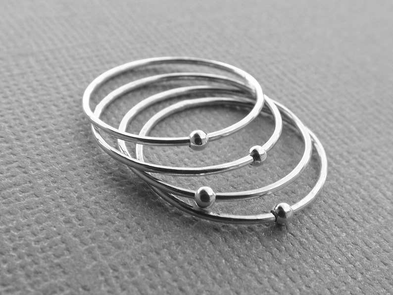 Choose Your Orbit Ring, Spinner Rings, Stacking Rings, Modern Sterling Spinner Ring, Thin Ring, Beaded Ring, Whisper Rings, Delicate Rings image 2