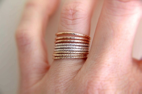Faceted Stacking Ring, Knuckle or Thumb Rings, Textured Rings, Stacking Rings, Knuckle Rings, Faceted Rings, Textured Rings, Slim Rings