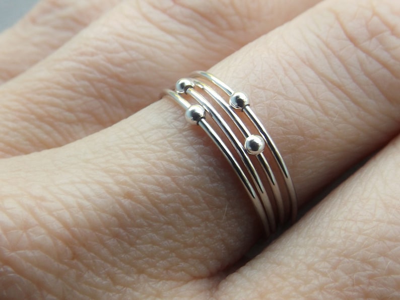 Choose Your Orbit Ring, Spinner Rings, Stacking Rings, Modern Sterling Spinner Ring, Thin Ring, Beaded Ring, Whisper Rings, Delicate Rings image 4