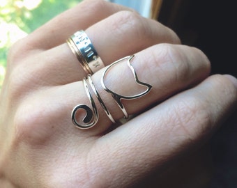 Cat Ring, Sterling Cat Ring, Cat Lady Ring, Cat Jewelry, Unique Cat Ring, Modern Cat Ring, Minimalist Cat Jewelry, Cats,Kitty Ring,Halloween