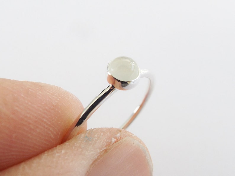 Moonstone Stacking Ring, Moonstone Ring, Engagement Ring, June Birthstone, White Moonstone, Gemstone Stacking Ring, White, Moonstone, Gift image 2